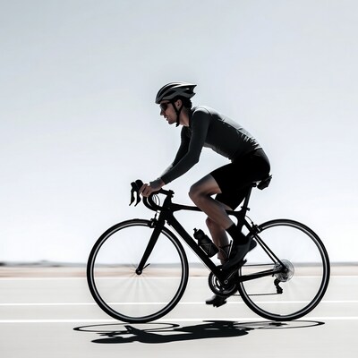 Man cycling on road bike silhouette