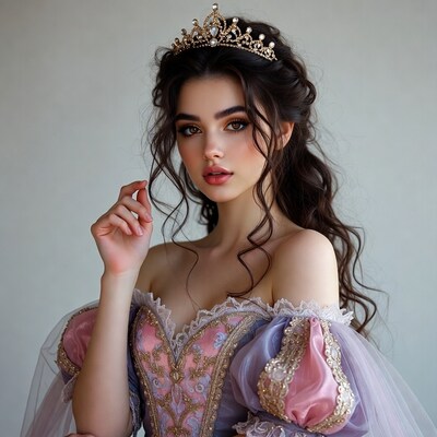 Woman in pink gown with tiara