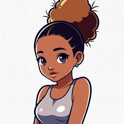 African-American woman with afro puff