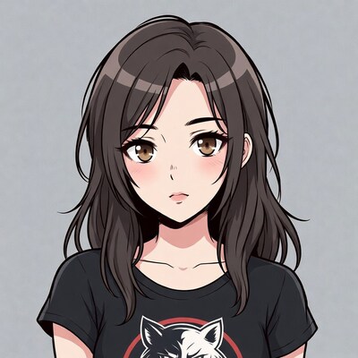 Anime girl with wolf shirt
