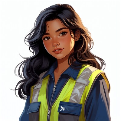 Asian woman in safety vest