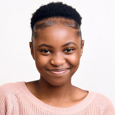 Smiling African-American girl with short curly hair