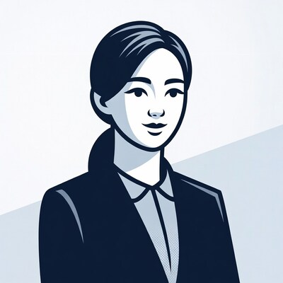 Asian woman in suit illustration