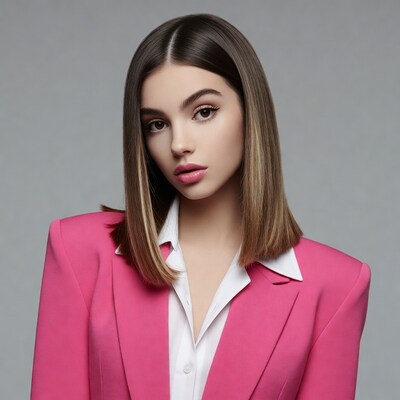 Woman in pink blazer portrait