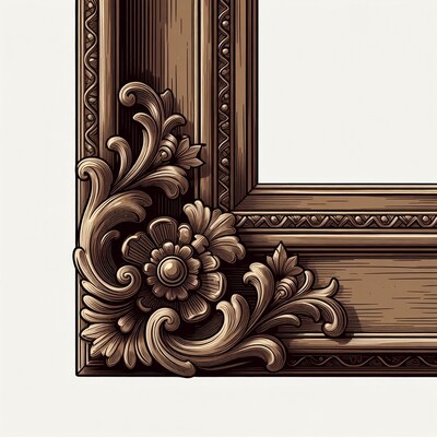 Ornate wooden picture frame corner