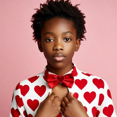 African-American girl in heart dress