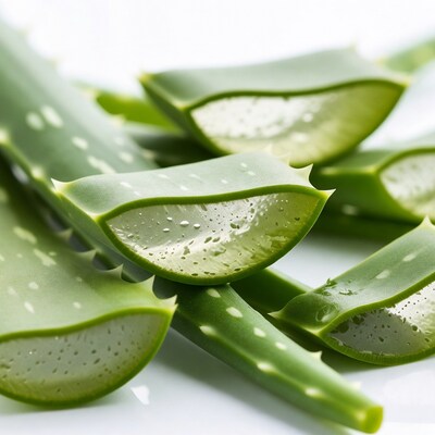 Fresh Aloe Vera Leaves Cut Open