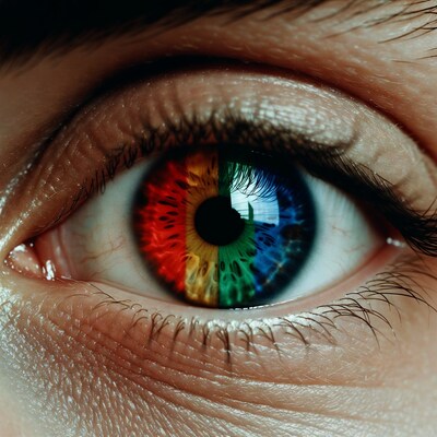 Rainbow Colored Eye Closeup
