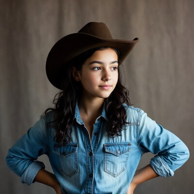 Girl in cowboy hat with hands on hips