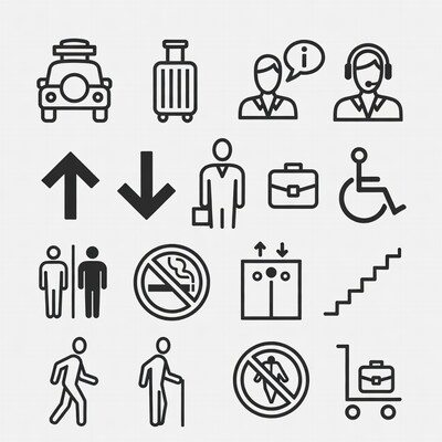 Line Icons Travel Airport Signs