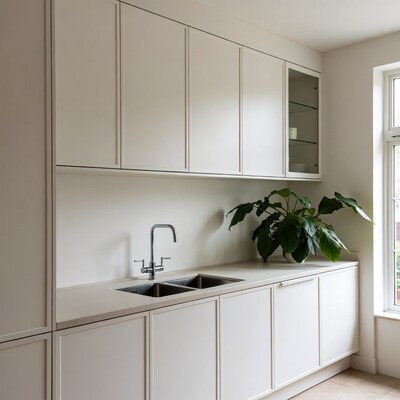 White Modern Kitchen Sink Cabinets