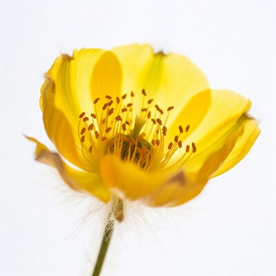 Yellow Globe Flower Closeup