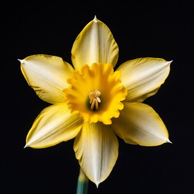 Yellow Daffodil Flower on Black Background