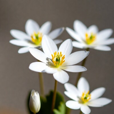 White Anemone Flowers with Bud