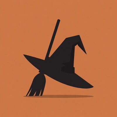 Witch broom silhouette illustration