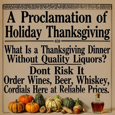 Vintage Thanksgiving Liquor Advertisement Poster