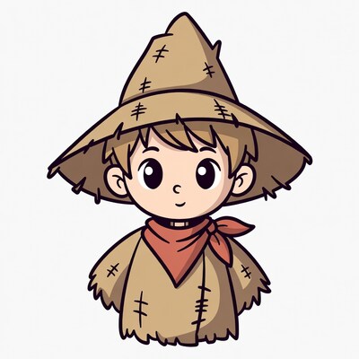 Cartoon Scarecrow Boy Smiling