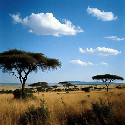 Acacia Trees in African Savanna