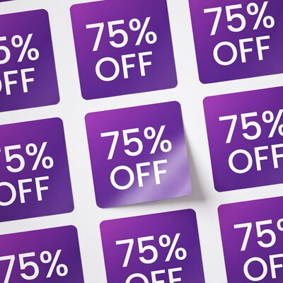 Purple 75% Off Sale Stickers