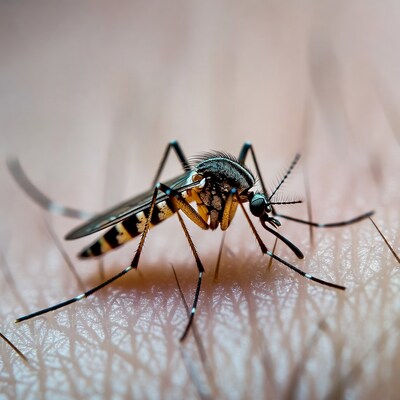 Mosquito on human skin