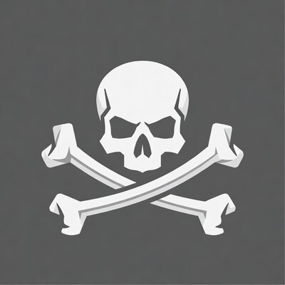 White Skull and Crossbones Symbol