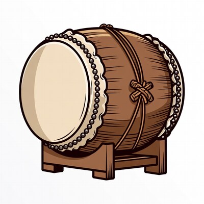 Taiko Drum Illustration on Stand