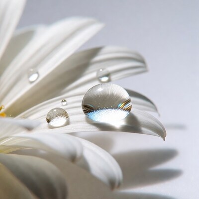 White Daisy with Water Droplets