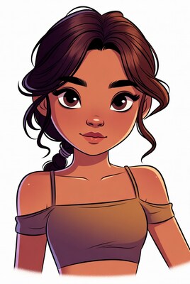 Beautiful young woman illustration portrait