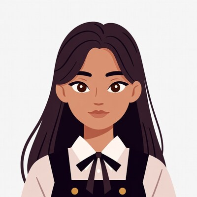 Asian girl in school uniform illustration