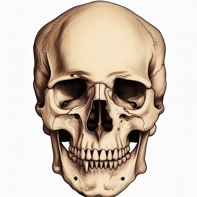 Detailed Human Skull Illustration