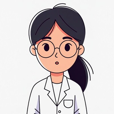 Asian woman in lab coat illustration