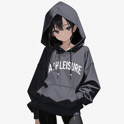 Anime girl in gray hoodie