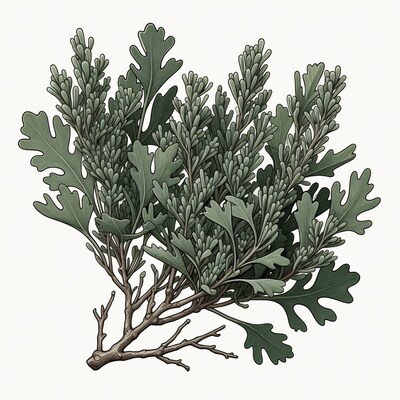 Silver leaf grevillea illustration