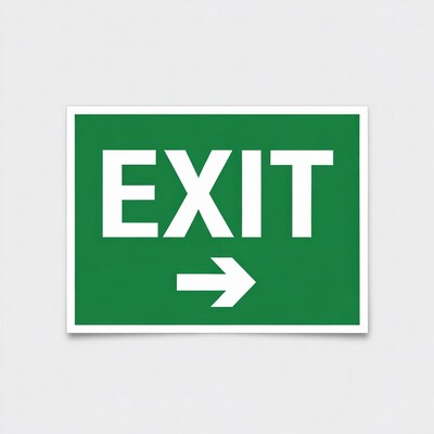Green Exit Sign with Right Arrow