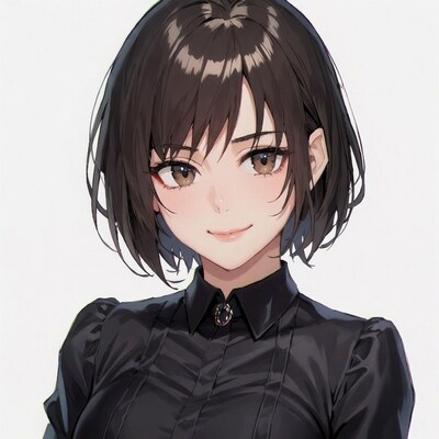 Anime girl with black bob haircut