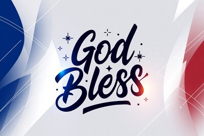 God Bless Graphic with Patriotic Background
