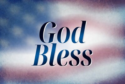 God Bless Text on Gradient Background