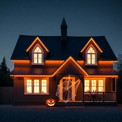 Halloween Haunted House at Night