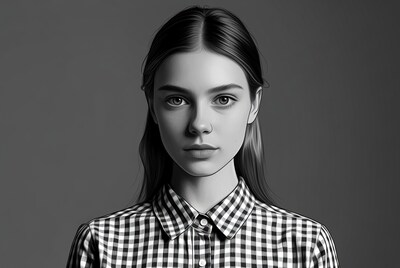 Young woman in checkered shirt portrait