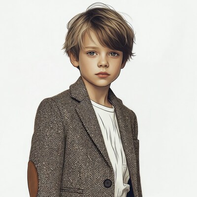 Boy in tweed blazer illustration