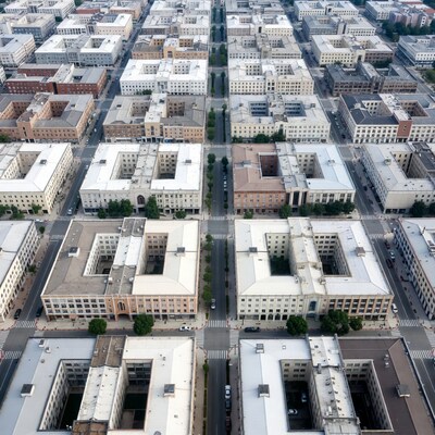 Aerial View of Urban Apartment Buildings