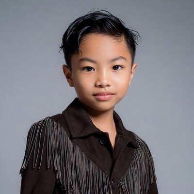 Asian boy in fringed jacket