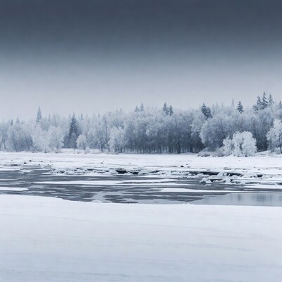Snowy River with Frosted Trees