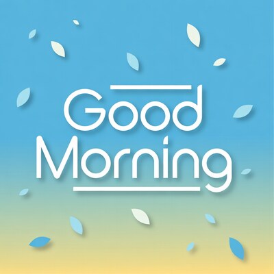Good Morning text with falling leaves