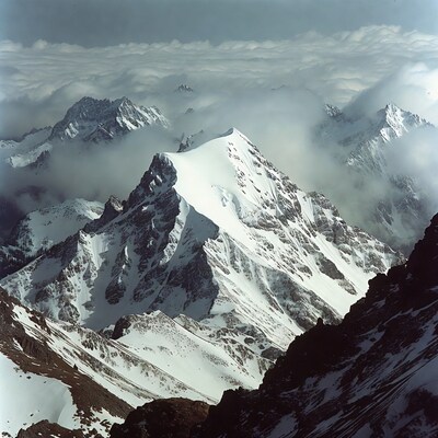 Snowy Mountains Above Clouds