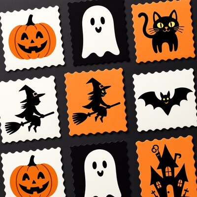Halloween clipart tiles grid