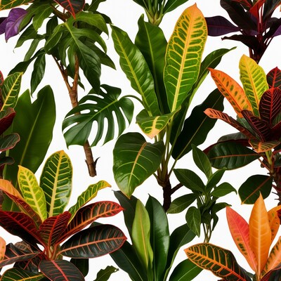 Tropical Plants on White Background