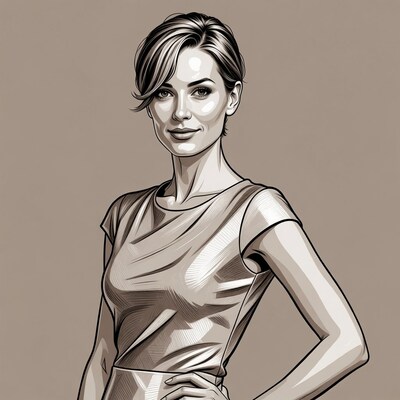 Blonde woman hand on hip illustration