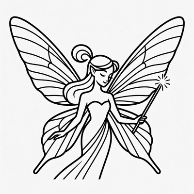 Fairy with wings holding wand