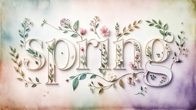 Floral Spring Text Illustration